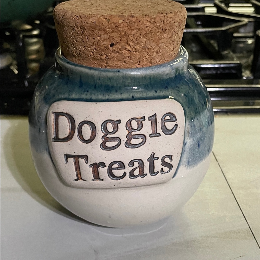 Tumbleweed pottery doggie treat jar